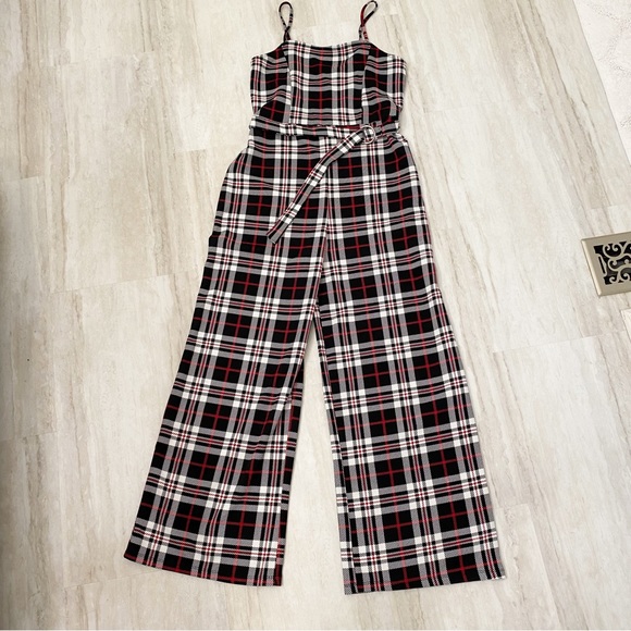 COPY - Almost Famous Red and Black Plaid Jumpsuit Romper - Picture 2 of 10